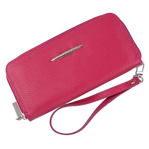 Кошелек кроко женский из натуральной кожи, маленький бумажник для денег, на каждый день малиновый CRO-S-40-332