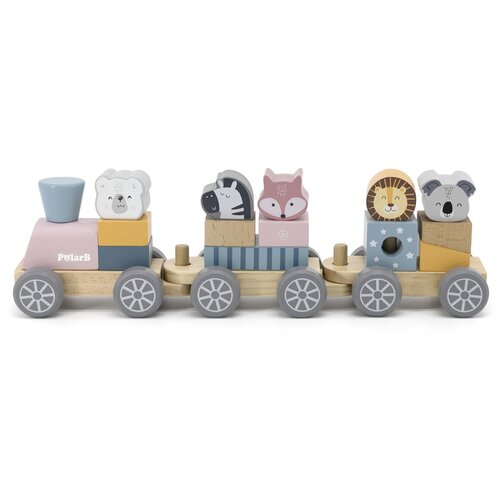 Конструктор Viga Toys 44015 поезд с вагонами (дерево), VG44015 хоровод поезд с животными woodland toys