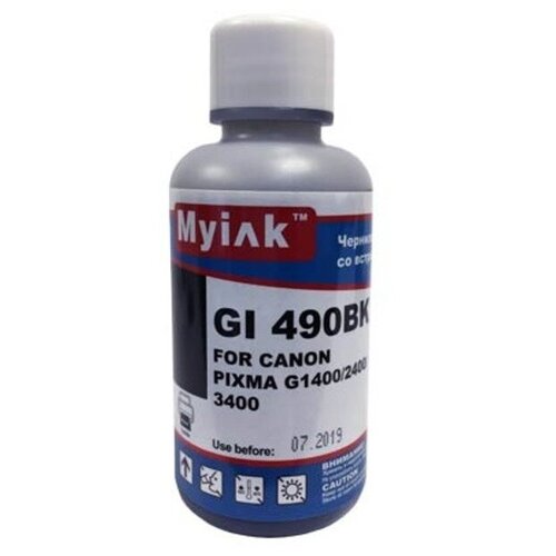 Чернила для CANON (GI-490BK) PIXMA G1400/2400/3400 (100мл,black,Pigment) MyInk