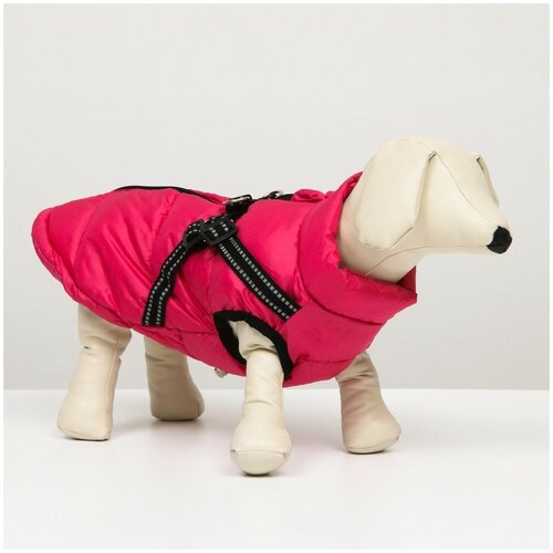 фото Куртка для собак со шлейкой, размер 20 (дс 43 см, ог 56 см, ог 41 см), розовая сима-ленд