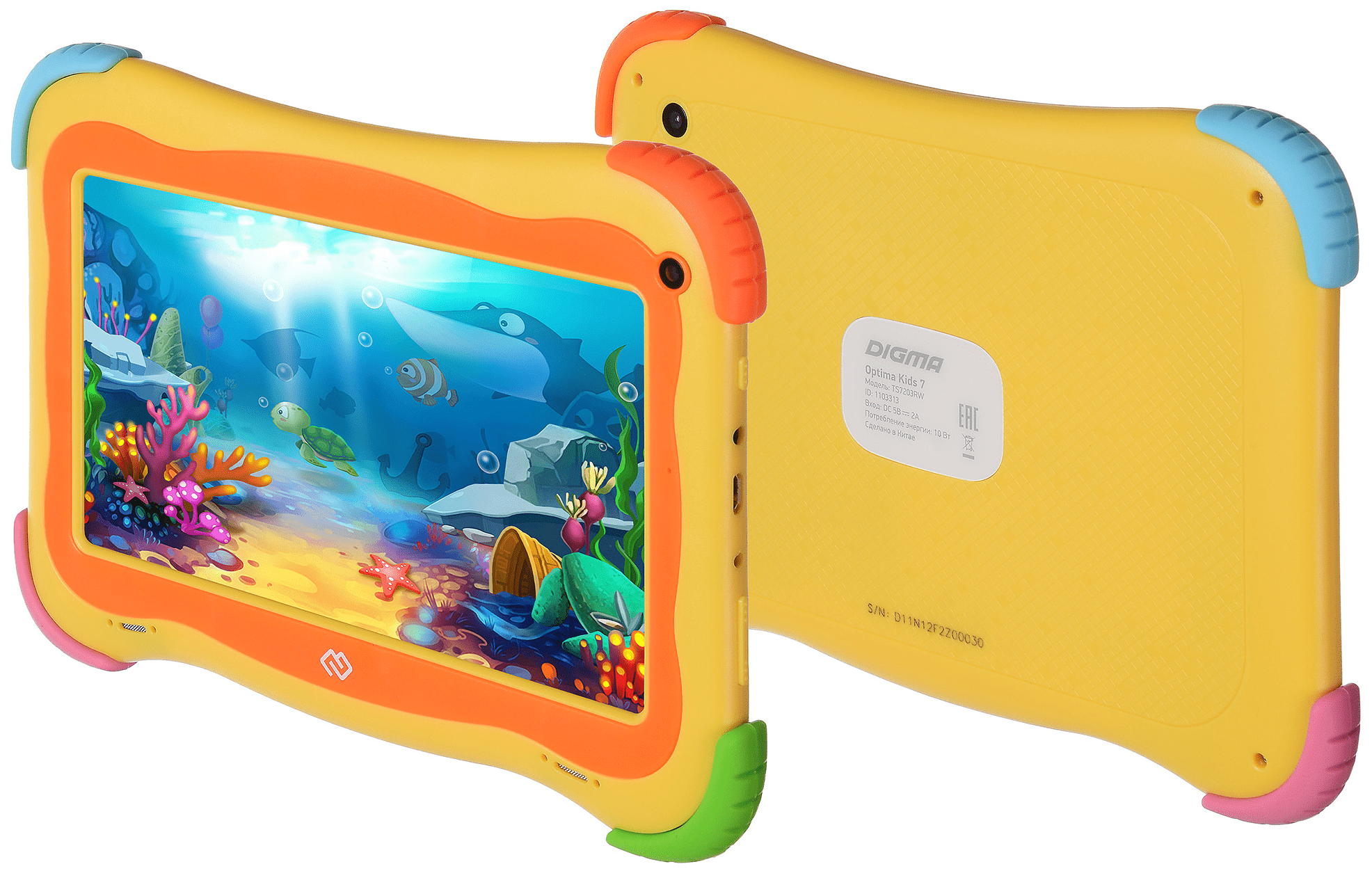 Планшет Digma Optima Kids 7 RK3126C 4C/1Gb/16Gb 7" IPS 1024x600/And8.1/разноцветный/BT/2Mpix/0.3Mpix