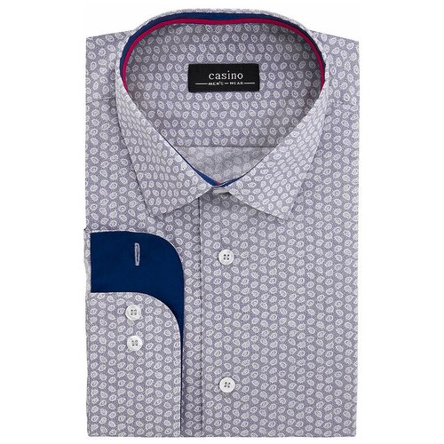 фото Рубашка мужская длинный рукав casino c313/15/17002/z/1p, полуприталенный силуэт / regular fit, цвет серый, рост 174-184, размер ворота 39