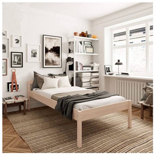 фото Кровать hansales 80x200 высокая с кроватным настилом, размер (дхш): 206х86.4 см, спальное место (дхш): 200х80 см, цвет: бежевый