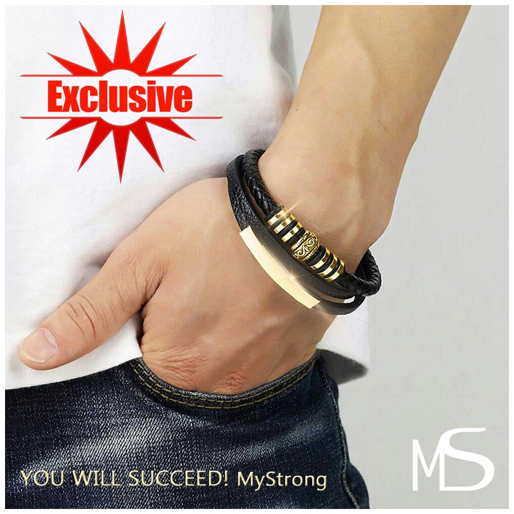 Плетеный браслет MyStrong. The best is in your hands MYSTRONG - Gold Charms, металл