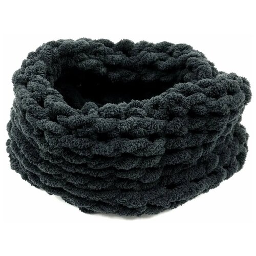 Вязаный теплый и мягкий шарф-снуд Premium качество (черный) Нет бренда черного цвета