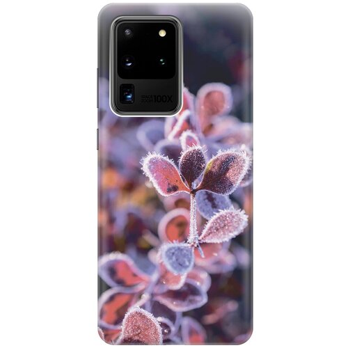 фото Силиконовый чехол на samsung galaxy s20 ultra / самсунг с20 ультра с принтом "иней на листочках gosso