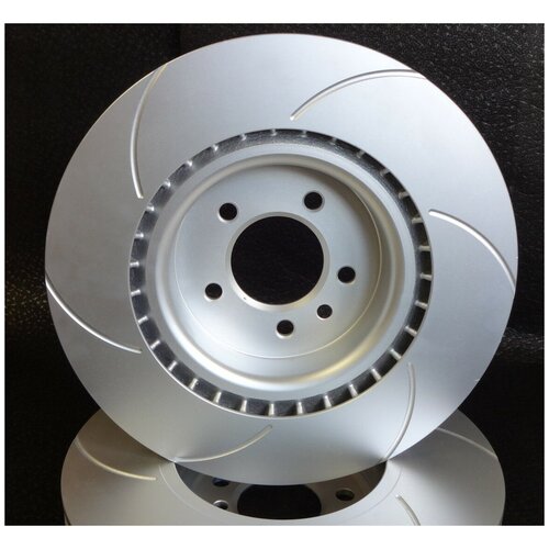 Комплект передних тормозных вентилируемых дисков с внешней вентиляцией и насечками Alpha Engineering AP0076S (2 шт.)