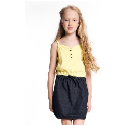 Сарафан для девочек Mini Maxi, модель 0818, цвет черный/желтый, размер 122