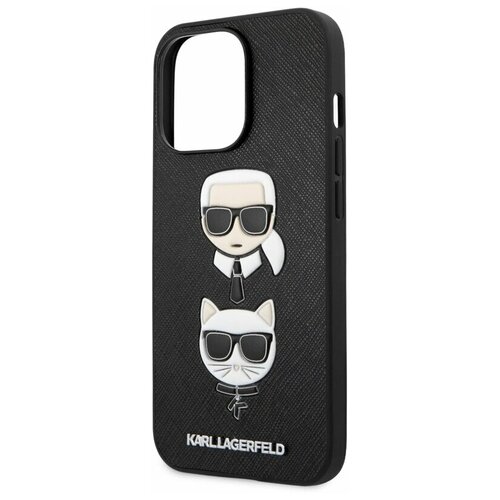 фото Lagerfeld для iphone 13 pro чехол pu saffiano karl & choupette heads hard black karl lagerfeld