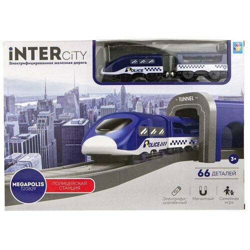 mioshi железная дорога mte0709 010 подъемный кран 210 дет Железная дорога 1Toy InterCity Megapolis Полицейская станция 66 дет Т20829