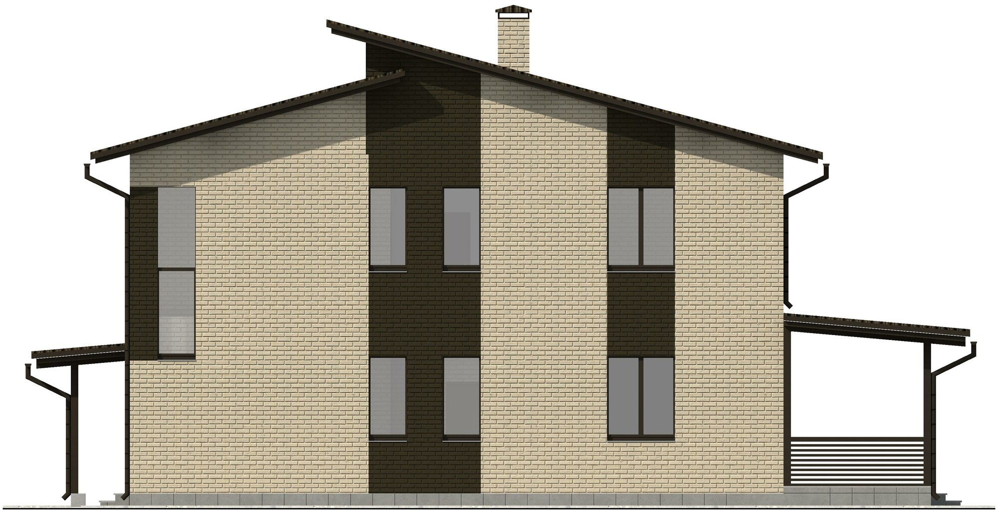 Готовый проект двухэтажного дома без гаража из газосиликатного блока с облицовкой из керамического кирпича площадью 223,8 кв.м - фотография № 10