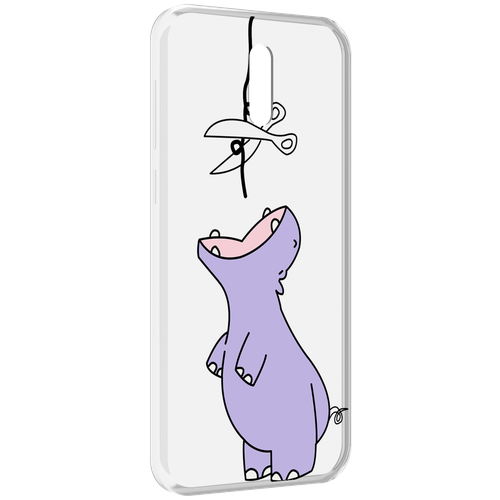 Чехол MyPads динозаврик-фиолетовый для Alcatel 3L (2019) задняя-панель-накладка-бампер чехол mypads котики зеленый фиолетовый розовый женский для alcatel 3l 2019 задняя панель накладка бампер