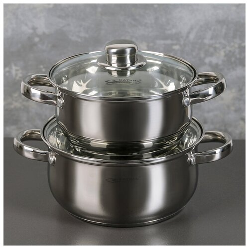 фото Набор кастрюль «гретта», 2 шт: 2,2 л; 3,2 л, капсульное дно катунь