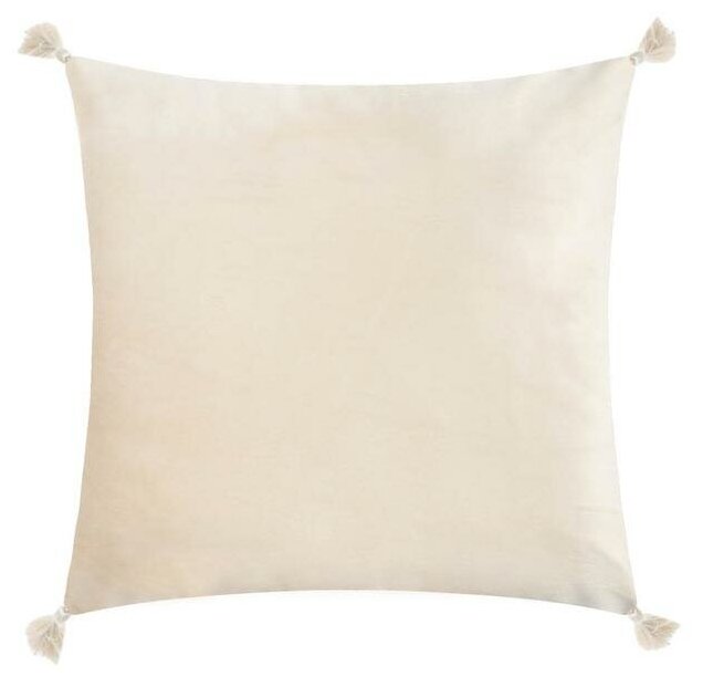 Чехол на подушку с кисточками Этель цвет молочный, 45х45 см, 100% п/э, велюр 6906468