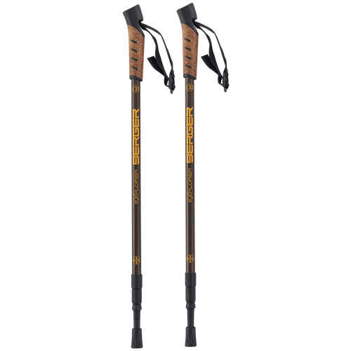 Скандинавские палки BERGER Explorer 3-секционные, 67-135 см, коричневый