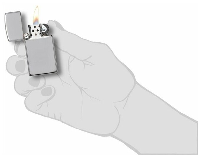 Зажигалка ZIPPO 1610 Slim® High Polish Chrome - фотография № 7