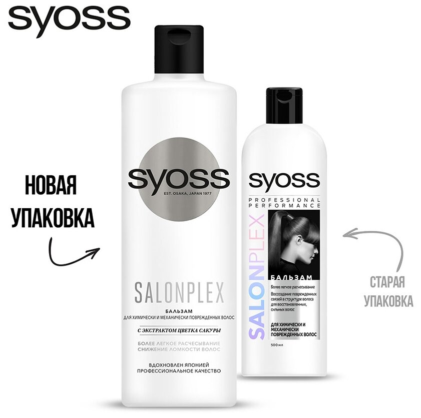 Бальзам для волос Syoss Salonplex с экстрактом цветка сакуры 450мл - фото №3