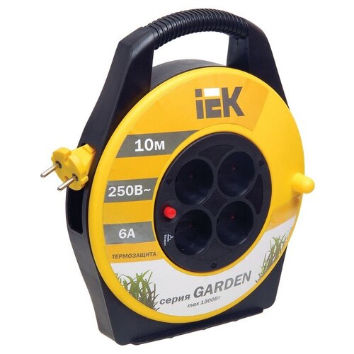 фото Удлинитель на катушке 4гн без з/к 10м с т/з пвс 2х0,75мм2 ук10 garden ip20 iek