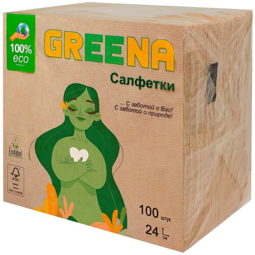 Салфетки Greena 24х24 1сл 100л