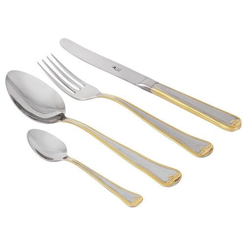 Набор столовых приборов 75 предметов на 12 персон «Falperra Gold» в деревянной коробке. (Face)