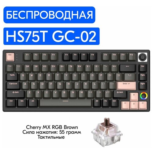 Беспроводная игровая механическая клавиатура HELLO GANSS HS75T GC-02 переключатели Cherry MX RGB Brown английская раскладка 1099000₽