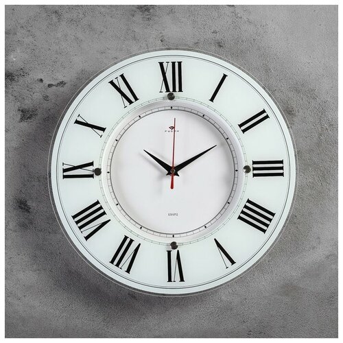 фото Часы настенные, серия: классика, "классика", 34 см стекло, белые рубин qwen