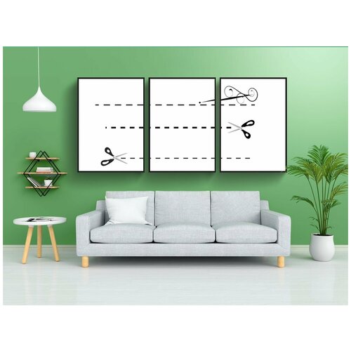 фото Набор модулных постеров для интерьера "деко, ножницы, резать" 60x90 см. в тубусе, без рамки lotsprints