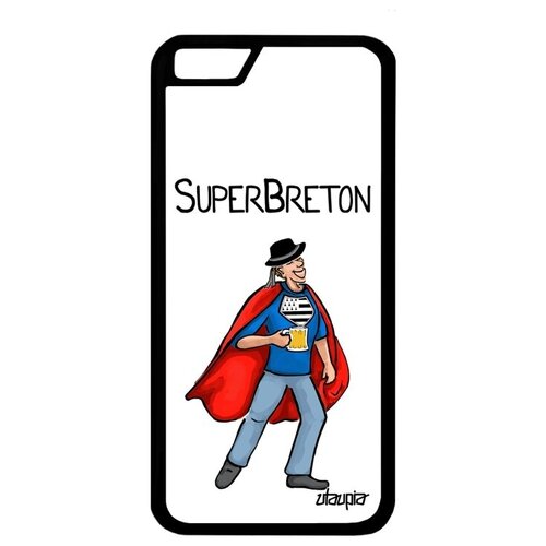 фото Защитный чехол на мобильный // apple iphone 6s // "супербретонец" юмор рисунок, utaupia, белый