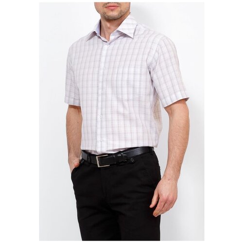 фото Рубашка мужская короткий рукав casino c715/0/7144/z/1, полуприталенный силуэт / regular fit, цвет сиреневый, рост 174-184, размер ворота 39