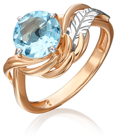 Кольцо PLATINA, комбинированное золото, 585 проба, топаз, размер 17, голубой