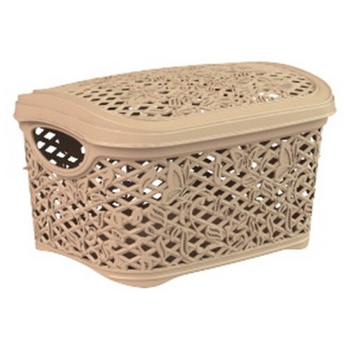 Корзина 3,3л прямоуг. с крышкой Fiori кофейн/13 ПлР - 2 штук