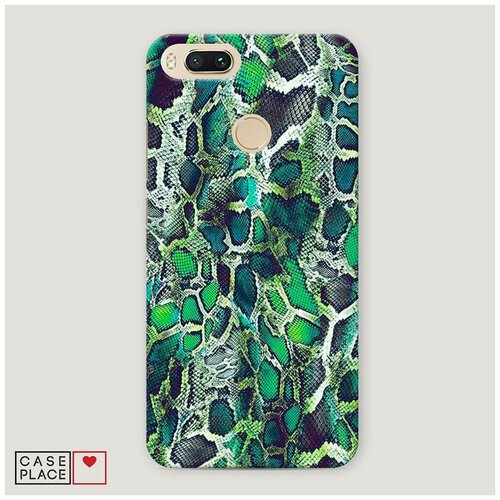 фото Чехол пластиковый xiaomi mi a1 зеленая кожа змеи case place