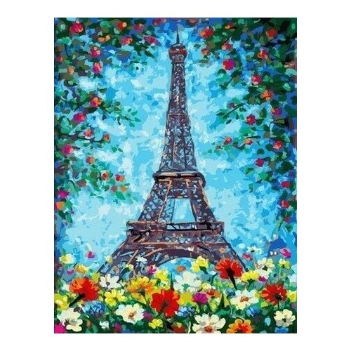 картина по номерам эйфелева башня Картина по номерам Эйфелева башня в цвету, 40x50 см.