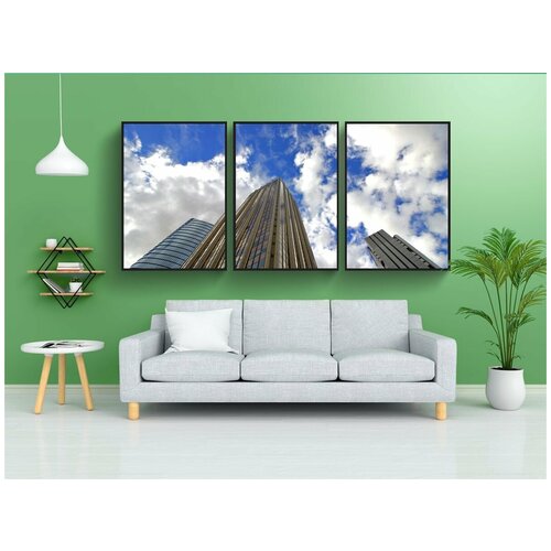 фото Набор модулных постеров для интерьера "город, дорогой, небоскреб" 60x90 см. в тубусе, без рамки lotsprints