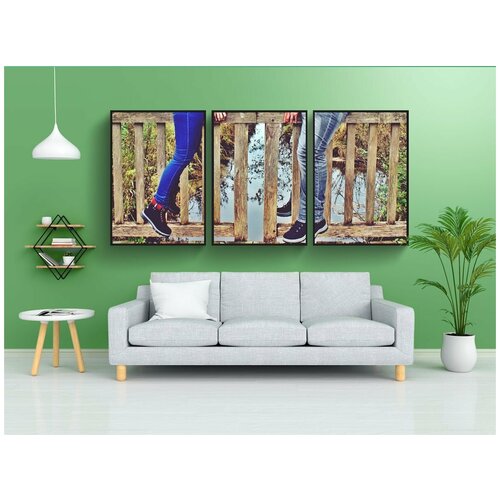 фото Набор модулных постеров для интерьера "мост, перила, вода" 60x90 см. в тубусе, без рамки lotsprints