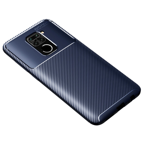 фото Чехол панель-бампер mypads для xiaomi redmi note 9s / redmi note 9 pro / pro max из прочного силикона с матовой отделкой «под карбон» синяя