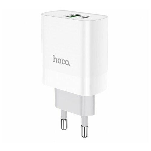 Сетевое зарядное устройство (СЗУ) Hoco C80A (USB+Type-C PD), 3 А, белый сзу lightning pd 3 0 usb 20w c97a hoco белое