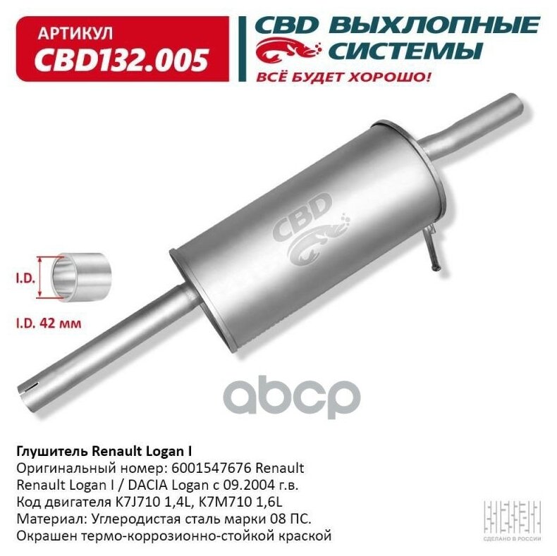 Глушитель renault logan i 6001547676. cbd132.005 Cbd CBD132005