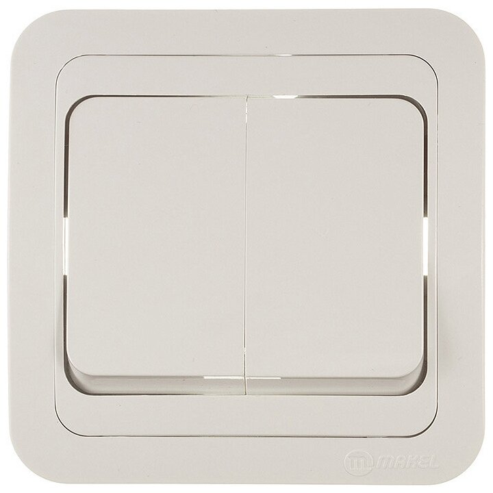 фото Выключатель двухклавишный Makel Mimoza белый без вст. 10А 250v 22003