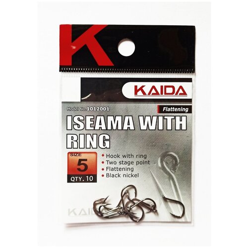 крючок mottomo iseama w ring 069 nickel black 12 10 шт Крючки одинарные Kaida ISEAMA размер 5