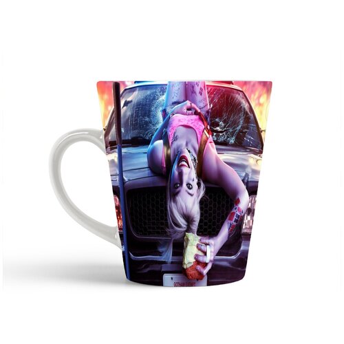 фото Кружка-латте coolpodarok харли квин dc машина бургер бита