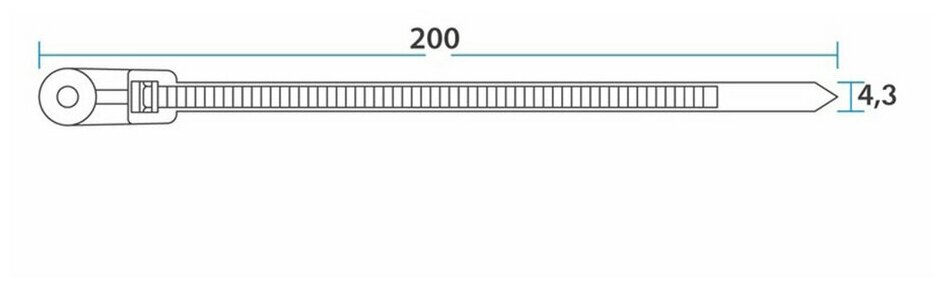 Хомут (стяжка) нейлон 4.3 х 200 черн. (100шт) под винт REXANT 07-0205 07-0205 (1 шт.) - фотография № 4