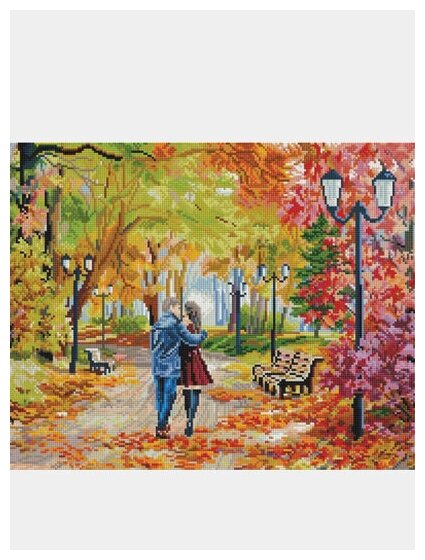 Картина мозаикой Белоснежка Осенний парк, скамейка, двое, 40x50 см - фото №16