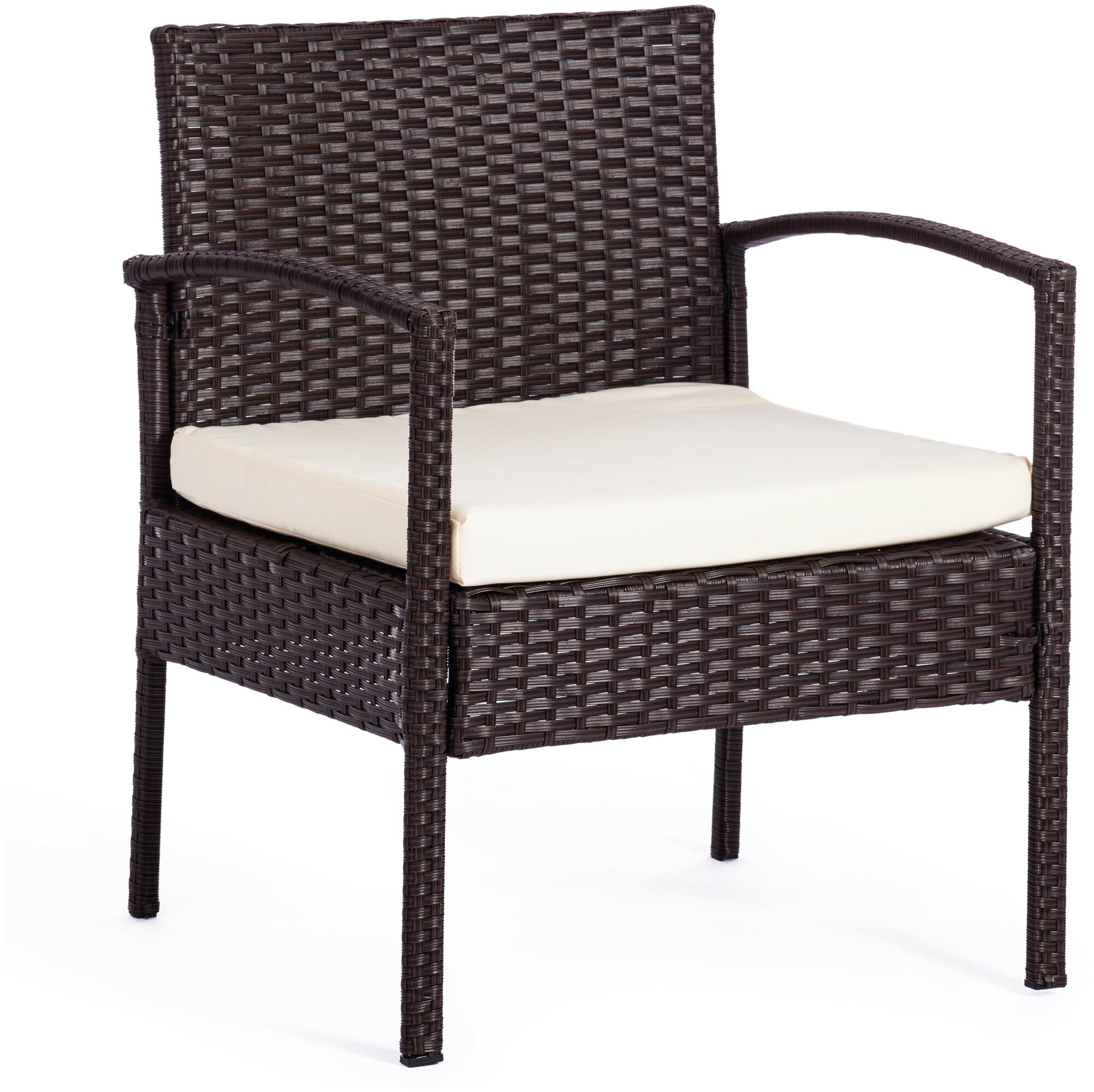 Лаундж сет TetChair (диван+2кресла+столик+подушки) (mod. 210000), коричневый, ткань: DB-02 бежевый - фотография № 3