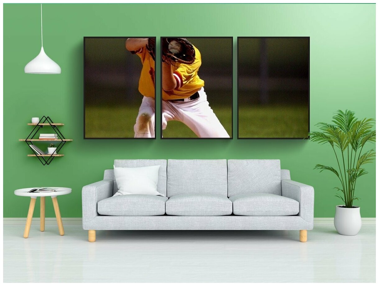 Набор модулных постеров для интерьера "Бейсбол поймать малая лига" 60x90 см. в тубусе без рамки
