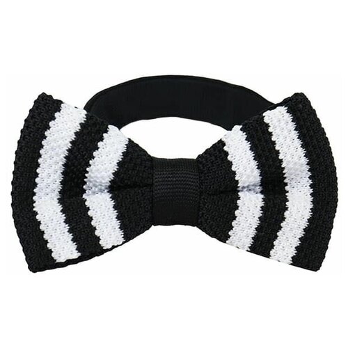 Галстук-бабочка / Street Soul / Jazzman Вязаный галстук 4 белые полоски / чёрный / (One size)