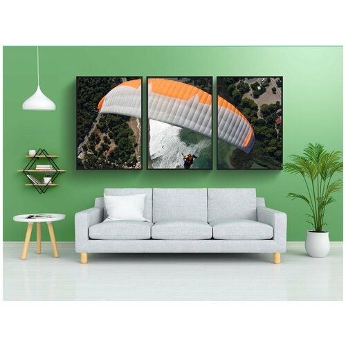 фото Набор модулных постеров для интерьера "парапланеризм, параплан, спорт" 60x90 см. в тубусе, без рамки lotsprints