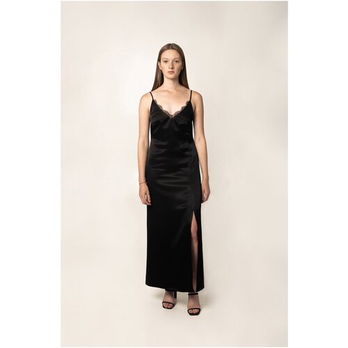 фото Платье-комбинация poche, повседневное, прилегающее, миди, размер m, черный