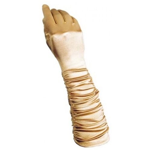фото Золотые сатиновые перчатки со сборкой (7932), взрослые. widmann