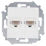 Механизм компьютерной розетки Simon 15 двойной RJ45 категория 5е белая - изображение